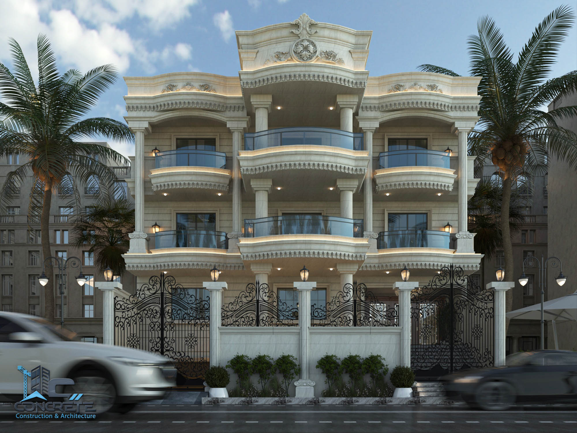 تصميم واجهة معمارية نيو كلاسيك دمياط القاهرة