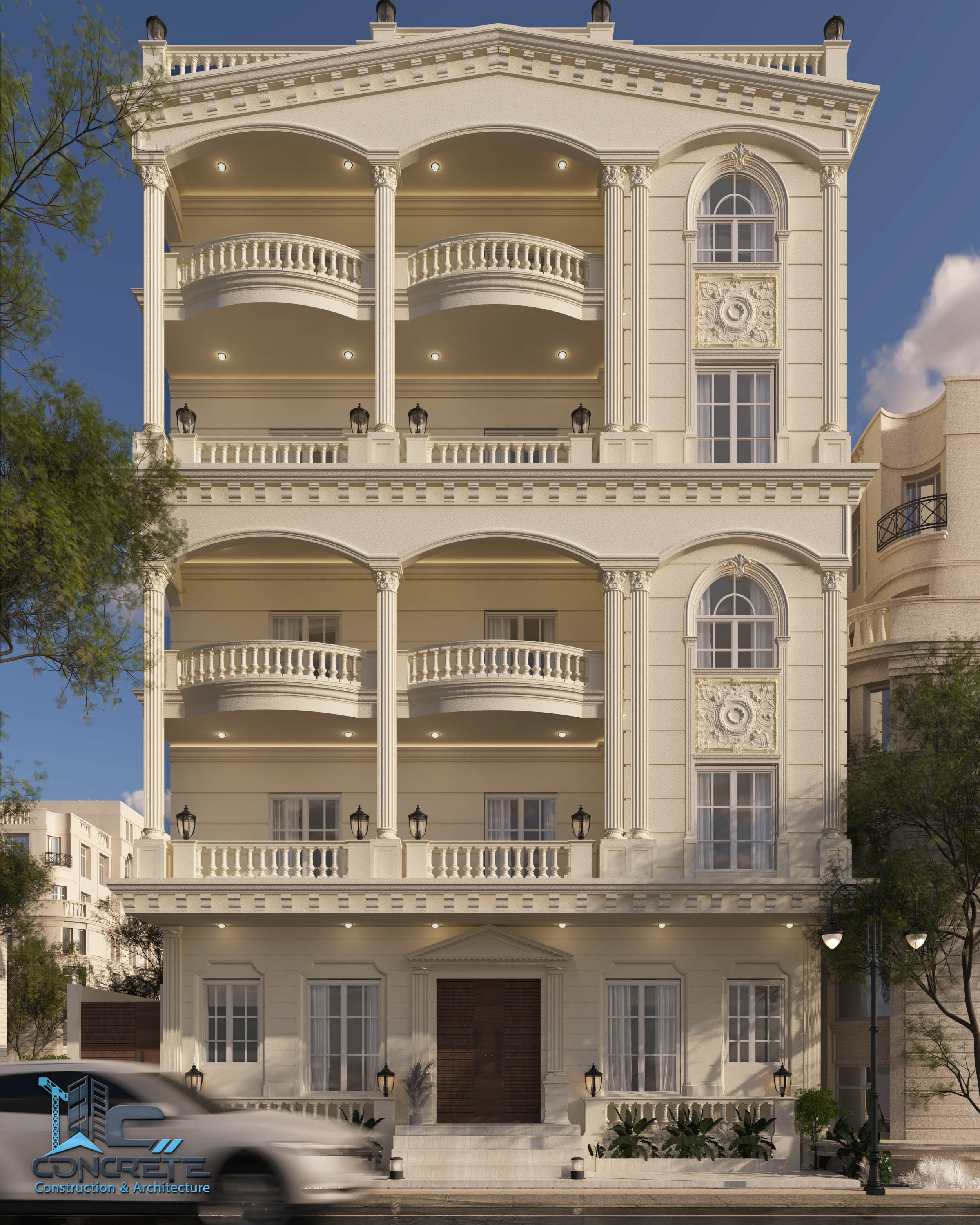 تصميم واجهة معمارية نيو كلاسيك دمياط القاهرة