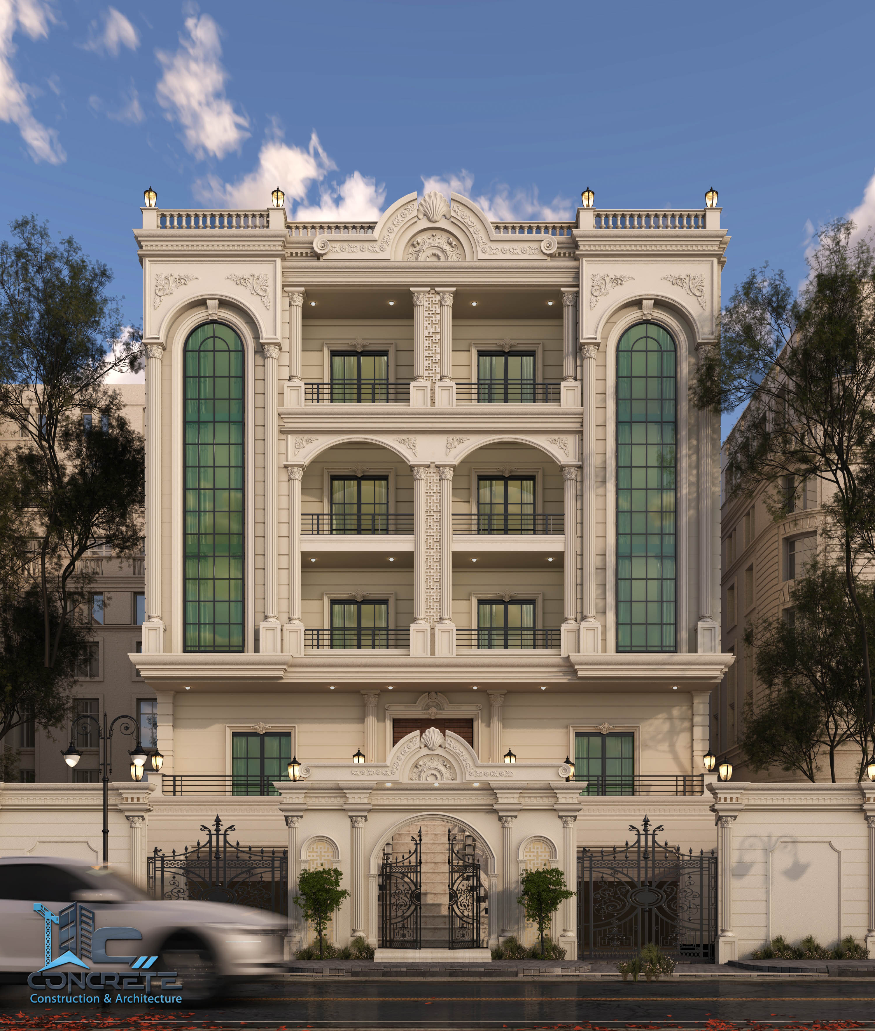 تصميم واجهة معمارية نيو كلاسيك دمياط القاهرة