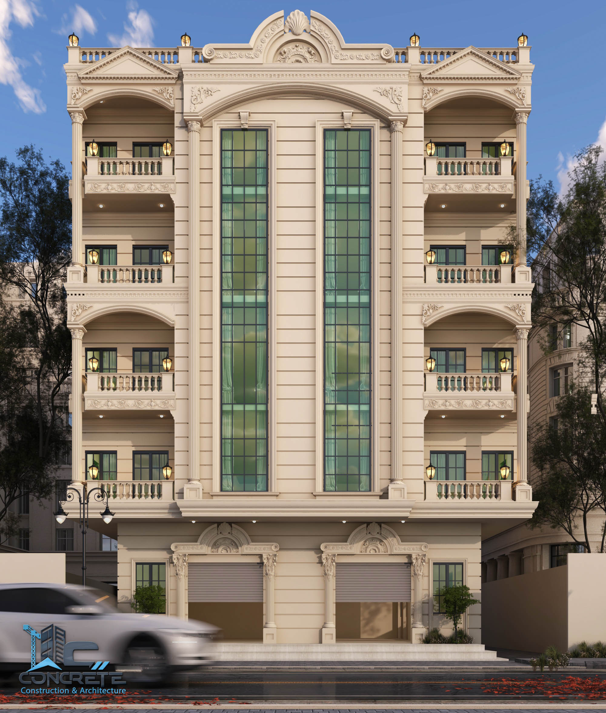 تصميم واجهة معمارية نيو كلاسيك دمياط القاهرة